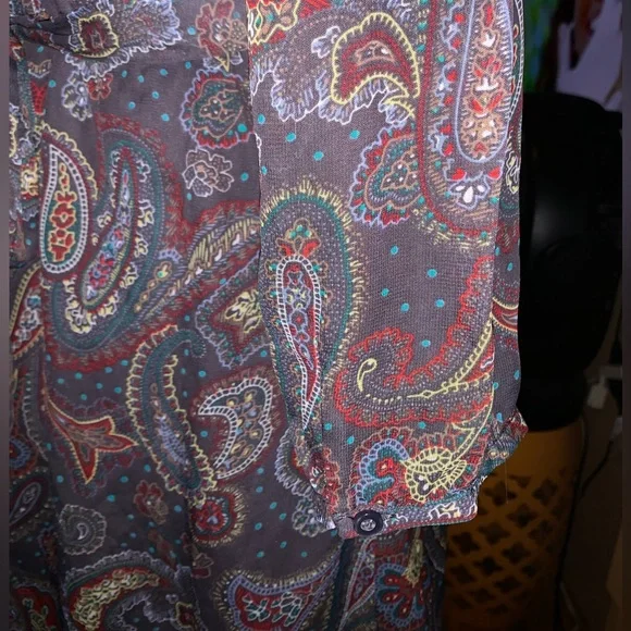 Rare vintage Dunnes Elegant Paisley neck bow dainty 70s style feminine dress 10 - Picture 8 of 11